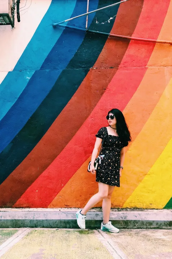 Judy with rainbow